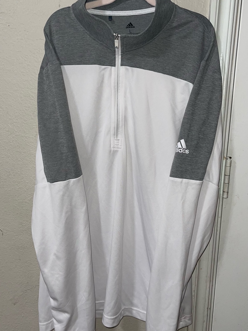 adidas Men’s White and Gray Half-Zip Pullover
